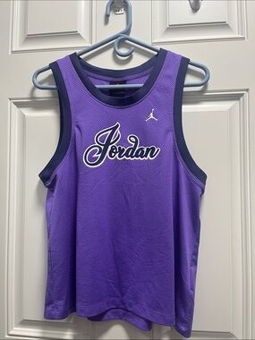 Jordan Purple Sleeveless Basketball Jersey with Black Trim